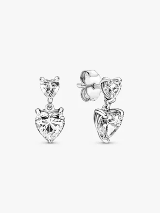 Funkelnde Ohrringe mit doppeltem Herz aus Sterlingsilber