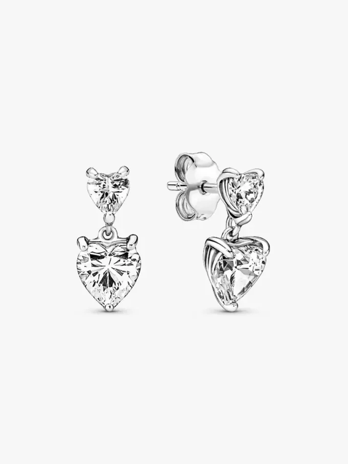 Funkelnde Ohrringe mit doppeltem Herz aus Sterlingsilber