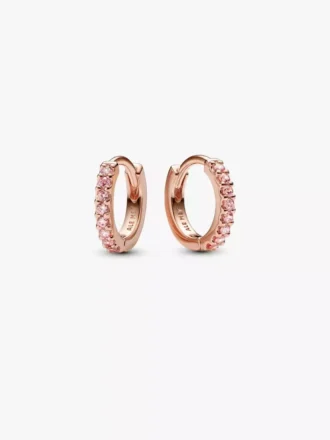Funkelnde rosa Huggie-Ohrringe, 14-karätige Roségoldbeschichtung