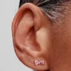 Funkelnde rosa Schleifen-Ohrringe aus Sterlingsilber