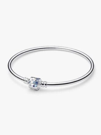 Funkelnder Bangle mit Fassverschluss – Sterlingsilber
