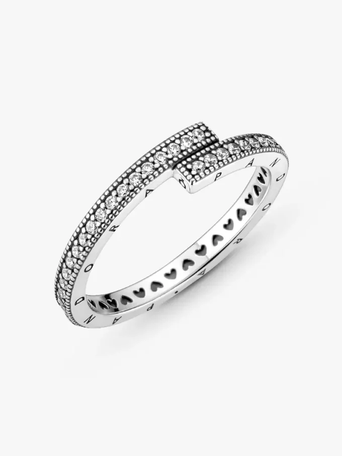 Funkelnder, überlappender Ring aus Sterlingsilber