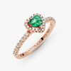 Funkelnder blauer Ring mit erhabenem Herz – 14 Karat Roségold-Beschichtung