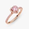 Funkelnder blauer Ring mit erhabenem Herz – 14 Karat Roségold-Beschichtung