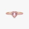 Funkelnder blauer Ring mit erhabenem Herz – 14 Karat Roségold-Beschichtung