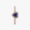 Funkelnder blauer Ring mit erhabenem Herz – 14 Karat Roségold-Beschichtung