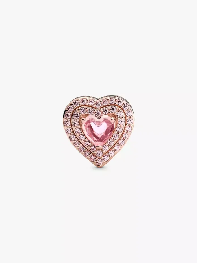 Funkelnder Charm mit abgestuften Herzen, 14 Karat Roségold-Beschichtung Funkelnder Charm mit abgestuften Herzen, 14 Karat Roségold-Beschichtung