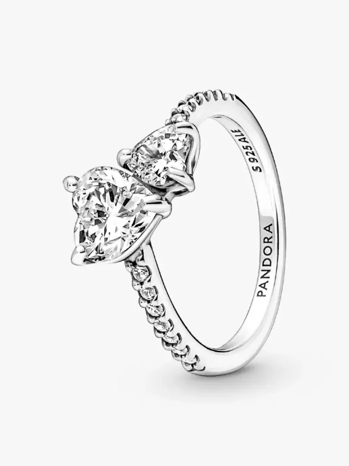 Funkelnder Doppelherz-Ring aus Sterlingsilber Funkelnder Doppelherz-Ring aus Sterlingsilber