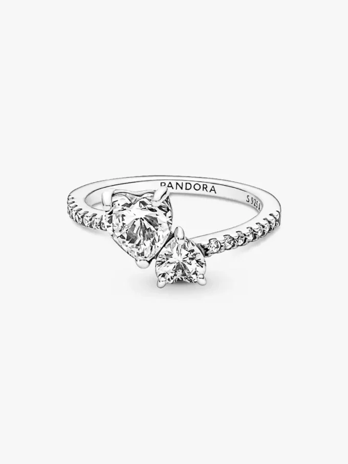 Funkelnder Doppelherz-Ring aus Sterlingsilber Funkelnder Doppelherz-Ring aus Sterlingsilber