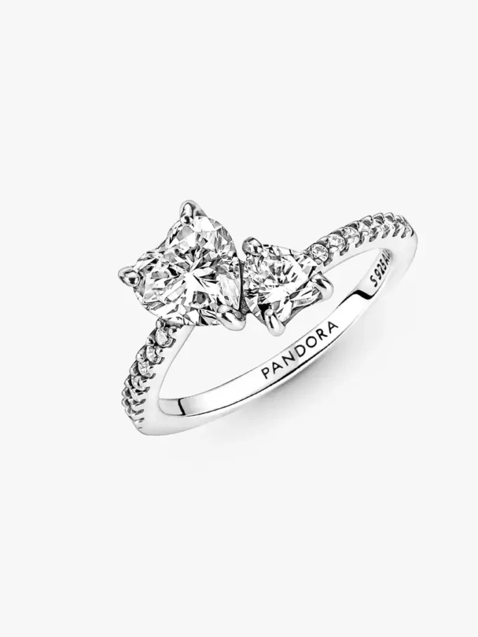 Funkelnder Doppelherz-Ring aus Sterlingsilber Funkelnder Doppelherz-Ring aus Sterlingsilber