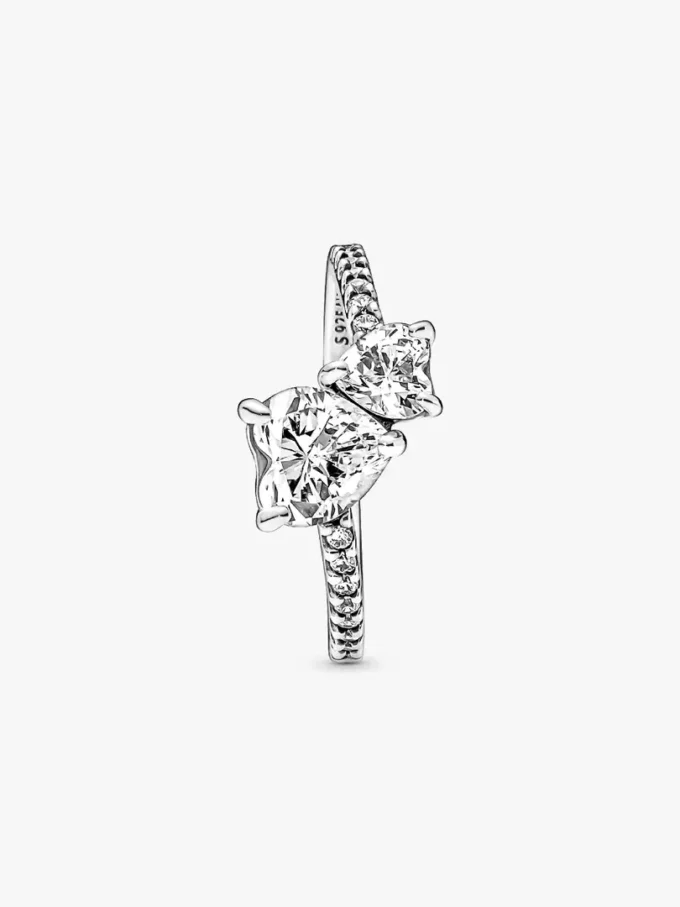 Funkelnder Doppelherz-Ring aus Sterlingsilber Funkelnder Doppelherz-Ring aus Sterlingsilber