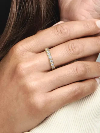 Funkelnder Ewigkeitsring mit Reihenbesatz, 14-karätig vergoldet