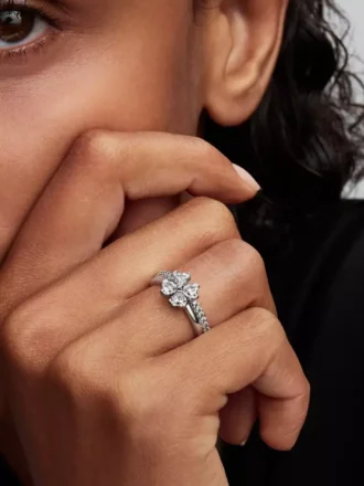 Funkelnder Glücksklee-Teilbarer Ring aus Sterlingsilber