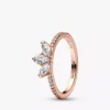 Roségold-Tiara-Ring-Set in Tropfenform, 2er-Set