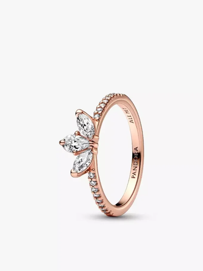 Roségold-Tiara-Ring-Set in Tropfenform, 2er-Set