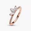 Funkelnder Herbarium-Cluster-Ring, 14 Karat Roségold-Beschichtung