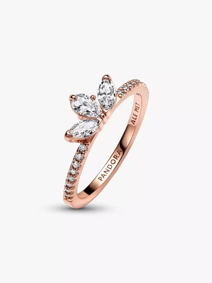 Funkelnder Herbarium-Cluster-Ring, 14 Karat Roségold-Beschichtung