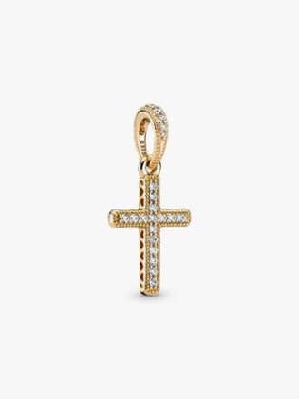 Funkelnder Kreuz-Anhänger – 14 Karat vergoldet