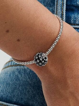 Funkelnder Pavé-Charm, rund, blau – Sterlingsilber