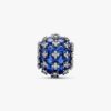 Funkelnder Pavé-Charm, rund, blau – Sterlingsilber