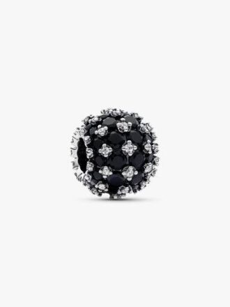 Funkelnder Pavé-Charm, rund, blau – Sterlingsilber
