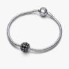 Funkelnder Pavé-Charm, rund, blau – Sterlingsilber