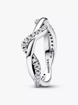 Funkelnder Ring „Intertwined Wave“ aus Sterlingsilber