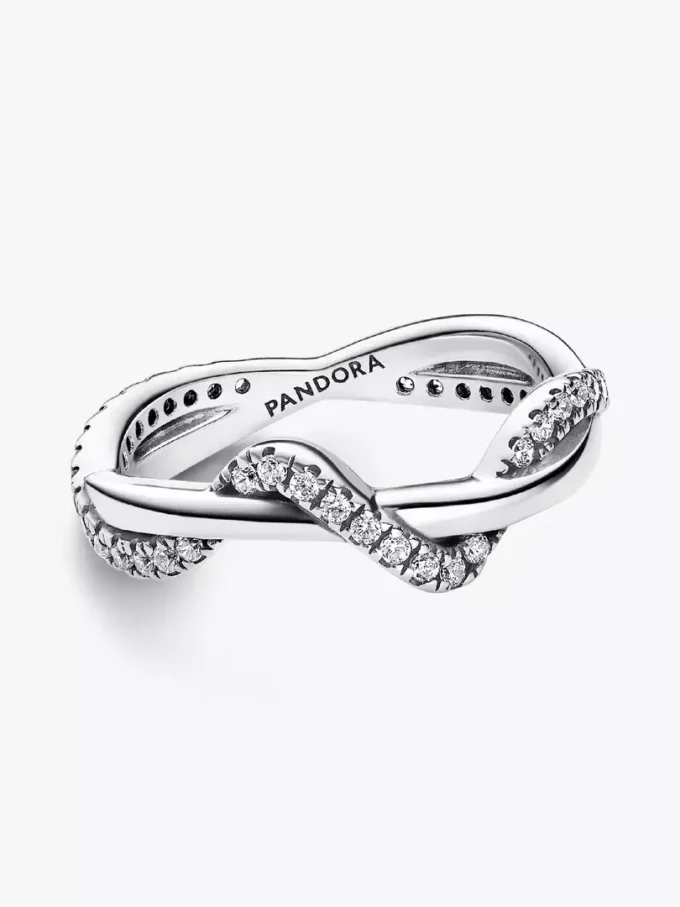 Funkelnder Ring „Intertwined Wave“ aus Sterlingsilber Funkelnder Ring „Intertwined Wave“ aus Sterlingsilber