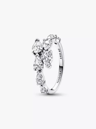 Funkelnder Ring mit überlappenden Bändern aus Sterlingsilber