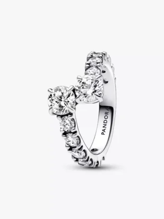 Funkelnder Ring mit überlappenden Bändern aus Sterlingsilber