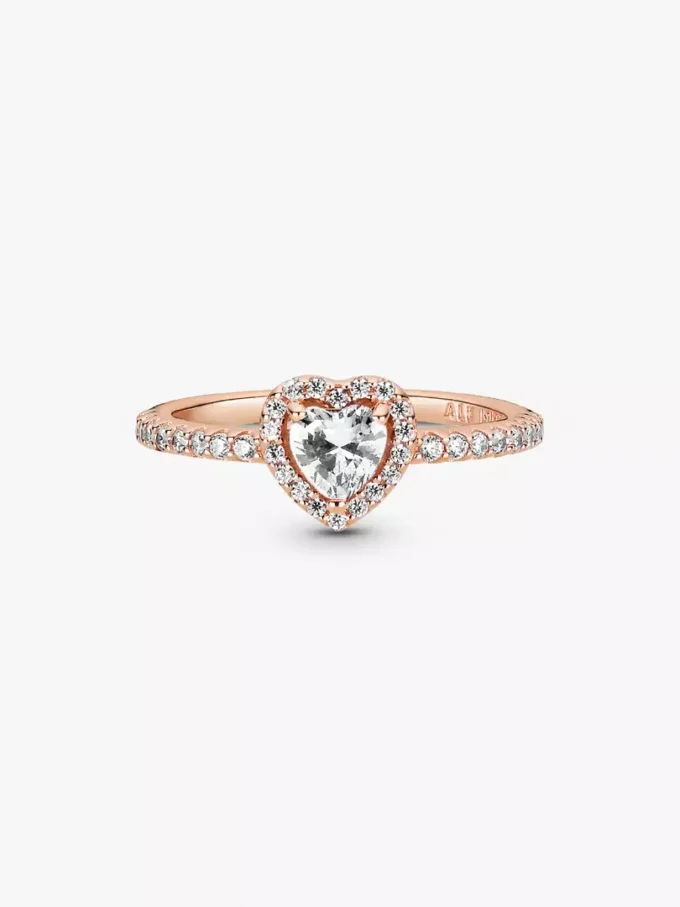 Funkelnder Ring mit erhabenem Herz, 14-karätige Roségoldbeschichtung Funkelnder Ring mit erhabenem Herz, 14-karätige Roségoldbeschichtung