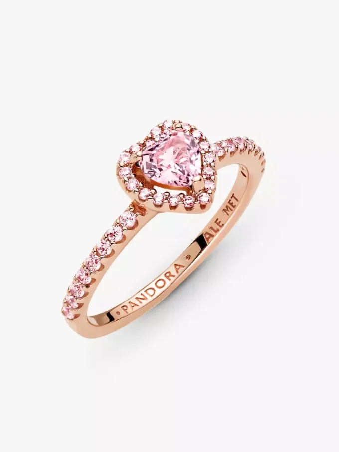 Funkelnder Ring mit erhabenem Herz, 14-karätige Roségoldbeschichtung Funkelnder Ring mit erhabenem Herz, 14-karätige Roségoldbeschichtung