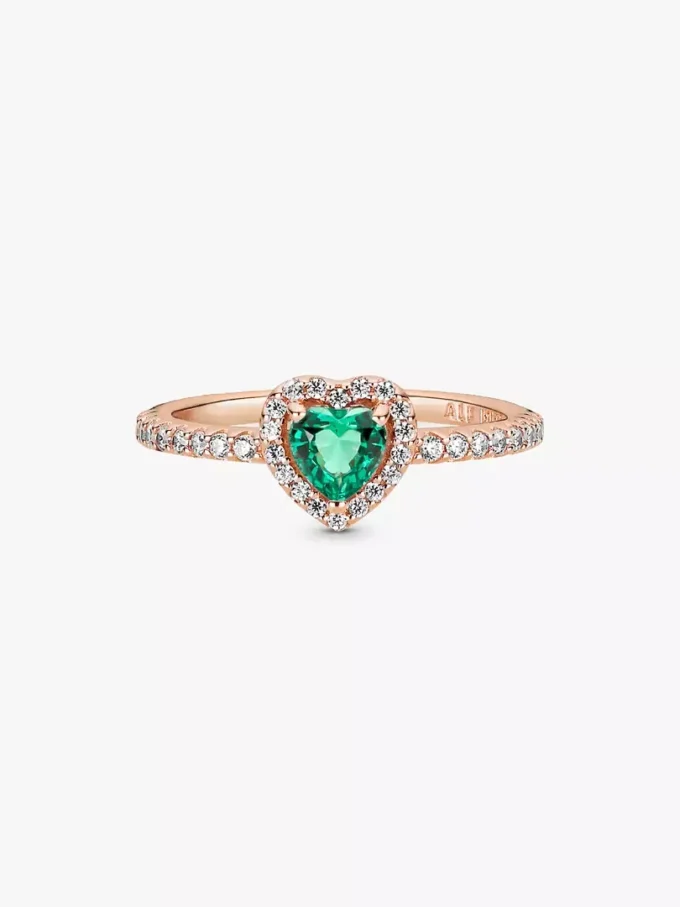 Funkelnder Ring mit erhabenem Herz, 14-karätige Roségoldbeschichtung Funkelnder Ring mit erhabenem Herz, 14-karätige Roségoldbeschichtung