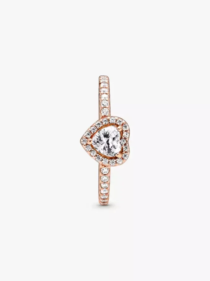 Funkelnder Ring mit erhabenem Herz, 14-karätige Roségoldbeschichtung Funkelnder Ring mit erhabenem Herz, 14-karätige Roségoldbeschichtung