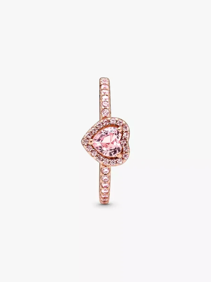 Funkelnder Ring mit erhabenem Herz, 14-karätige Roségoldbeschichtung Funkelnder Ring mit erhabenem Herz, 14-karätige Roségoldbeschichtung