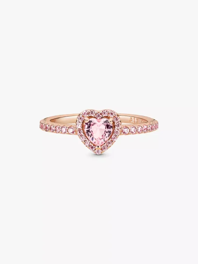 Funkelnder Ring mit erhabenem Herz, 14-karätige Roségoldbeschichtung Funkelnder Ring mit erhabenem Herz, 14-karätige Roségoldbeschichtung
