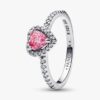 Funkelnder Ring mit erhabenem Herz – Sterlingsilber