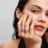 Funkelnder Ring mit erhabenem Herz – Sterlingsilber