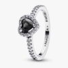 Funkelnder Ring mit erhabenem Herz – Sterlingsilber