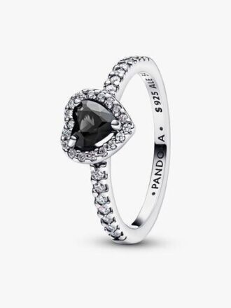Funkelnder Ring mit erhabenem Herz – Sterlingsilber