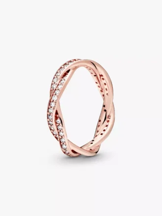 Funkelnder Ring mit gewundenen Linien, 14-karätige Roségoldbeschichtung