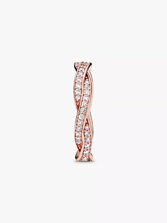 Funkelnder Ring mit gewundenen Linien, 14-karätige Roségoldbeschichtung Funkelnder Ring mit gewundenen Linien, 14-karätige Roségoldbeschichtung