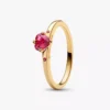 Funkelnder Ring mit rotem Herz, 14-karätige Vergoldung Funkelnder Ring mit rotem Herz, 14-karätige Vergoldung