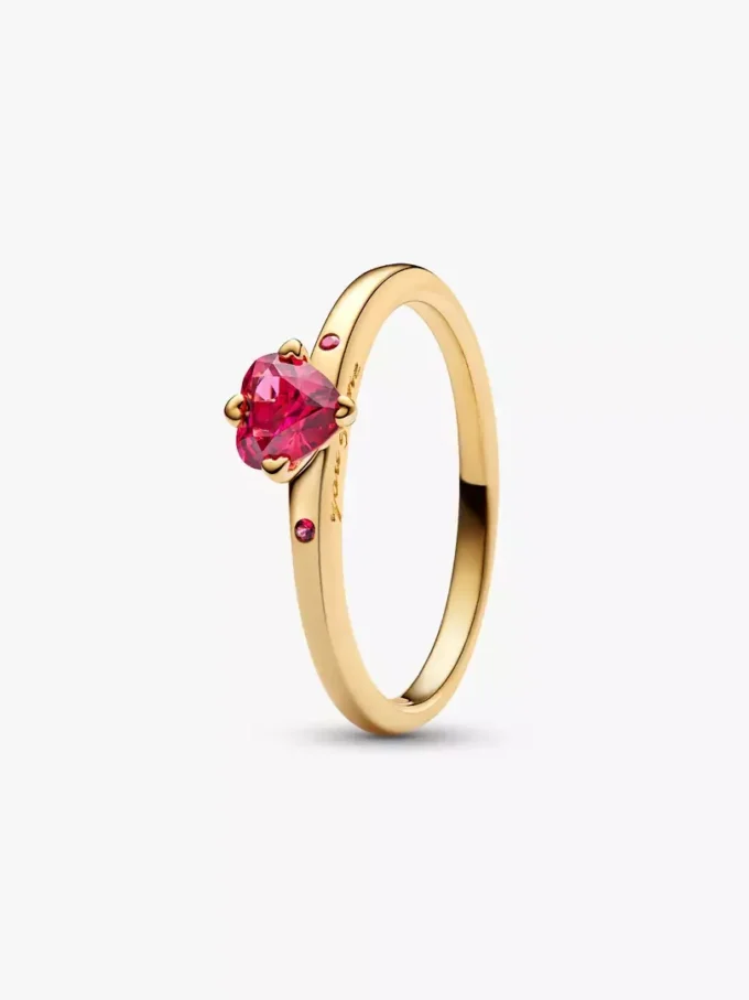 Funkelnder Ring mit rotem Herz, 14-karätige Vergoldung Funkelnder Ring mit rotem Herz, 14-karätige Vergoldung