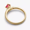 Funkelnder Ring mit rotem Herz, 14-karätige Vergoldung Funkelnder Ring mit rotem Herz, 14-karätige Vergoldung