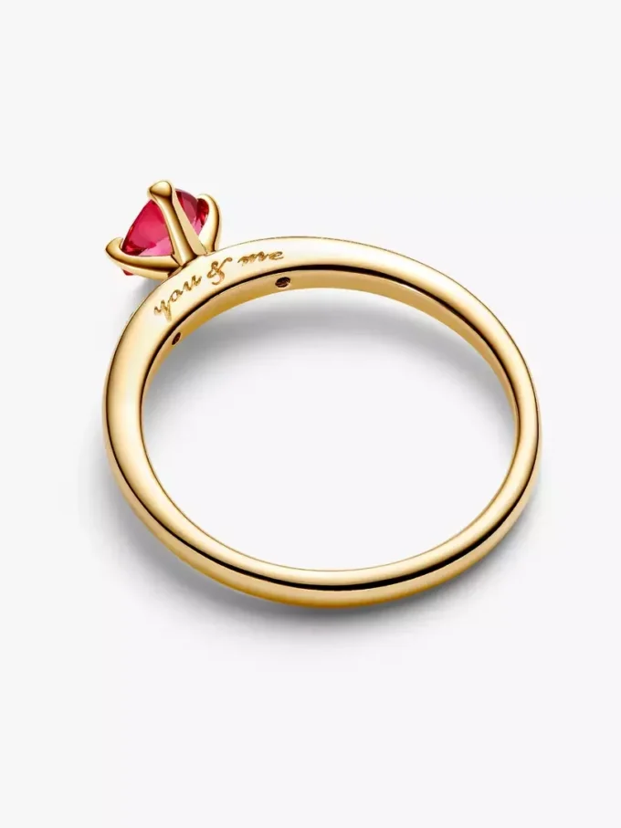 Funkelnder Ring mit rotem Herz, 14-karätige Vergoldung Funkelnder Ring mit rotem Herz, 14-karätige Vergoldung