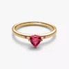 Funkelnder Ring mit rotem Herz, 14-karätige Vergoldung Funkelnder Ring mit rotem Herz, 14-karätige Vergoldung
