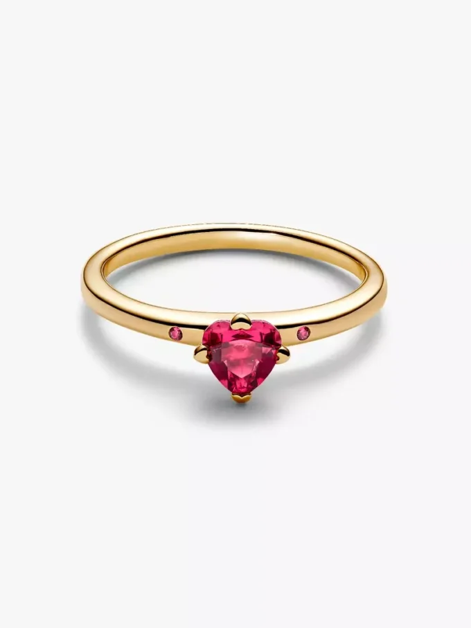 Funkelnder Ring mit rotem Herz, 14-karätige Vergoldung Funkelnder Ring mit rotem Herz, 14-karätige Vergoldung