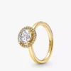 Funkelnder runder Halo-Ring, 14 Karat vergoldet Funkelnder runder Halo-Ring, 14 Karat vergoldet