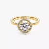 Funkelnder runder Halo-Ring, 14 Karat vergoldet Funkelnder runder Halo-Ring, 14 Karat vergoldet